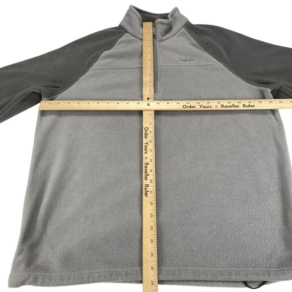Cabela's Pullover Men's Large Gray Fleece Long Sleeve Mock Neck Quarter Zip - Picture 3 of 12